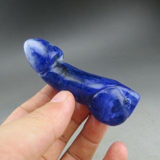 Chinese Jade,  Natural Blue Crystal,  Hongshan Culture,  Penis,  Pendant F69