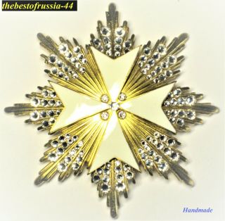 Russian Imperial Order St John Of Jerusalem With Swarovski Crystals Star