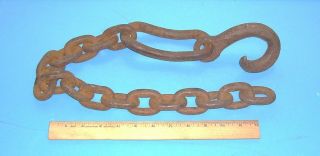 Antique Vintage Tow Logging Farm Chain Hook Wall Hanging Decor