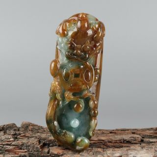 Chinese Exquisite Hand - Carved Beast Carving Jadeite Jade Pendant