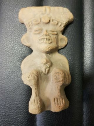 Authentic Antique Ancient Mayan Or Aztec Pottery Statue Figure