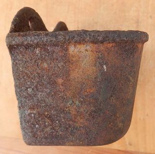 Small Antique 19th Century Wall Mount Cast Iron Vessel - Rough but Solid 7