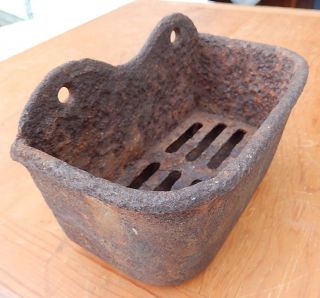 Small Antique 19th Century Wall Mount Cast Iron Vessel - Rough but Solid 8