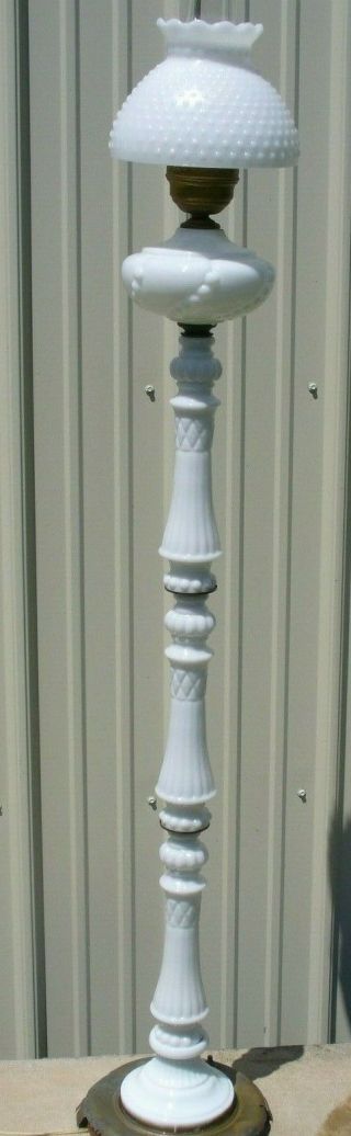 Antique Solid Milk Glass Floor Lamp Victorian Rare Cool Bottom Top Light Vintage