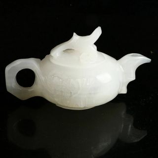 100 Natural Afghanistan jade Teapot Hand Carved Bird Teapot FY001 3