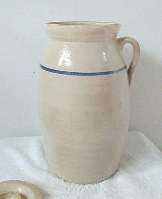 Antique Primitive Stoneware Butter Churn Crock with Lid - Initialed - Midwest USA 2