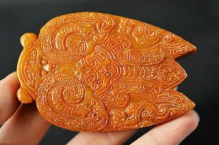 Delicate Chinese Old Jade Carved Cicada Amulet Pendant Y4