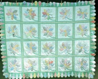 Antique Vintage 1930s Sweet Jadite Missouri Daisy Applique Patchwork Quilt Wow