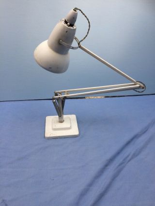 Vintage Retro Herbert Terry Anglepoise Lamp 2 Step White Cast Base Alloy Shade