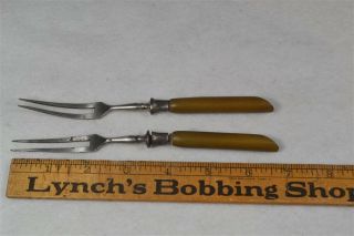 Forks 2 Tine Flatware Matched Steel Pair 18thc 19th C Early 1800 Antique