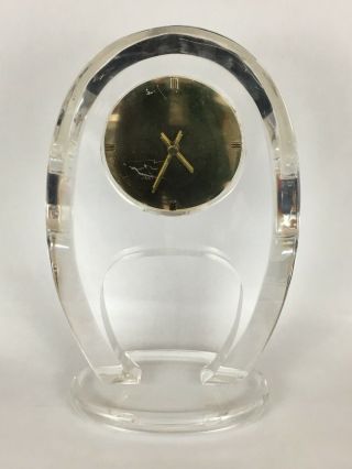 Van Teal Signed Lucite Acrylic Mantle Clock Mid - Century Modern Sculpture 20 " H