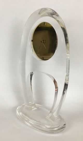Van Teal Signed Lucite Acrylic Mantle Clock Mid - Century Modern Sculpture 20 