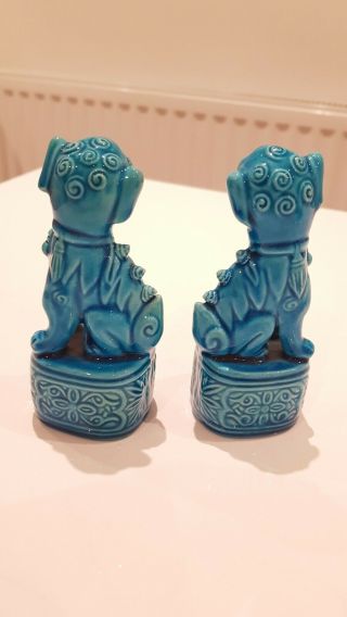 A Foo Dogs Turquoise Blue Chinese Figures Statutes Foo Dogs Fu Dogs 3