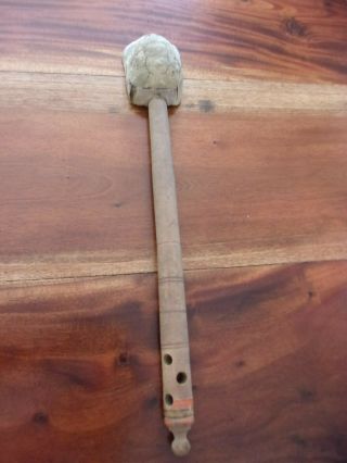Handmade Rattle Made Of Wood Leather & Turtle Shell Old - Native American??