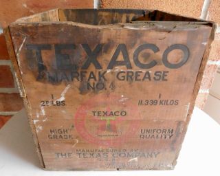 Vintage Texaco Marfak Grease No.  4 Wooden Crate