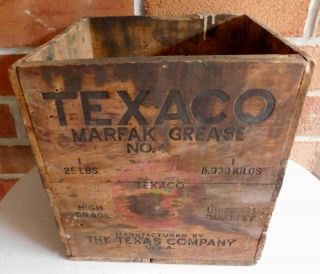 Vintage TEXACO Marfak Grease No.  4 Wooden Crate 2