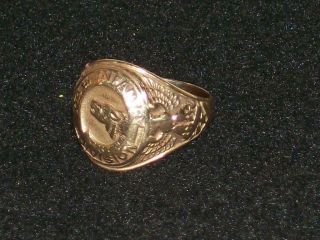 10 KT US Army WWII 104th Infantry Division TIMBER WOLF Size 11 RING About 8 Gram 2