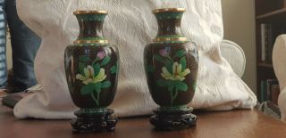 Chinese Cloisonne Vases With Stands
