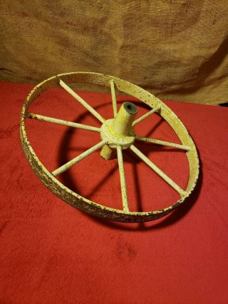 Antique 15 " Cast Iron Wheelbarrow Wheel Old Vintage Farm Tool Primitive Decor