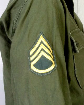 vtg 60s US Army Vietnam Era DSA 1963 Sateen OG - 107 Shirt Patches rare sz 50 XXL 4