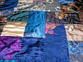 ANTIQUE CRAZY SILK QUILT RARE FIND 1930 ' S FULL/ QUEEN JUST DRY CLEANED 6