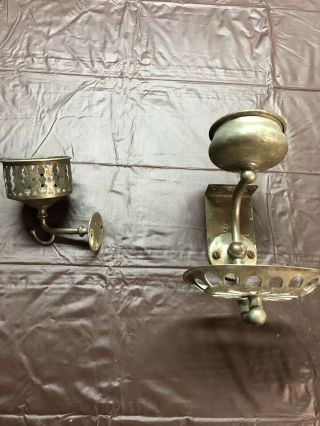 Antique Vintage Nickel Brass Victorian Cup Toothbrush Soap Holder Bathroom