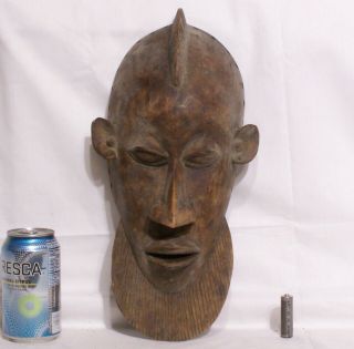 Very Old Carved Wooden African Mask With Beard