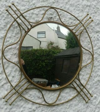 Vintage Wall Mirror 1950/60/70s Mid Century Convex Sputnik Metal/brass? Unusual