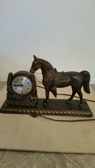 Old Vintage Sessions Horse Mantle Electric Clock
