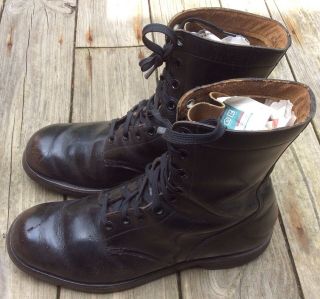 US Military Issued Vietnam War Era Black Combat Boots Size 11R 1966 3