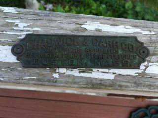Vintage Brass Plate Chadwick & Carr Co.  Butcher Supplies Scales Boston Mass