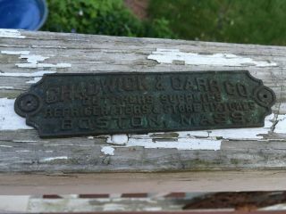 Vintage Brass Plate Chadwick & Carr Co.  Butcher Supplies Scales Boston Mass 2