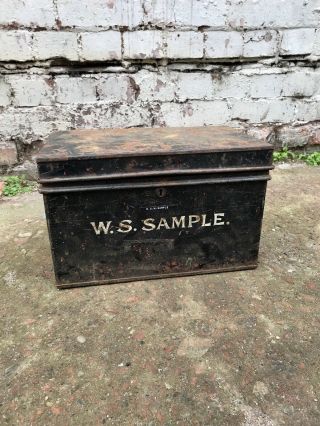 Antique Edwardian W.  S Sample Solicitors Metal Deed Box Reclaimed Salvage Vtg