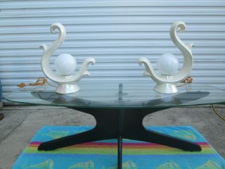 Mid Century Modern Form Irridescent Table Lamps Mst C /