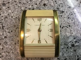 Vintage Westclox Travel Alarm Clock Wind Up,  Roll Cover 1950 