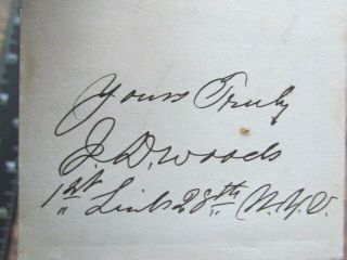 28th York Infantry Lt.  John D.  Woods autographed cdv photograph 2