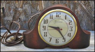 Vtg Session Model 3w Electric Mantle Shelf Clock 1930s Art Deco