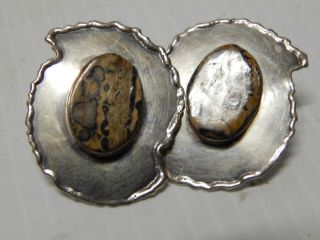 FOSSIL AMMONITE ANTIQUE VINTAGE MEXICAN STERLING SILVER EARRINGS MEXICO 3