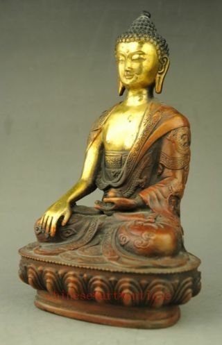 Tibet Brass Buddhist Temple Shakyamuni Joss Sakyamuni Buddha Bowl Statue e02 3