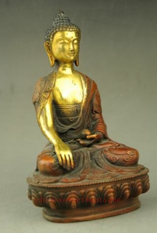 Tibet Brass Buddhist Temple Shakyamuni Joss Sakyamuni Buddha Bowl Statue e02 4