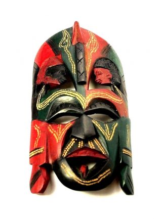 Vintage African Tribal Warrior Wood Mask Hand Carved Kenya
