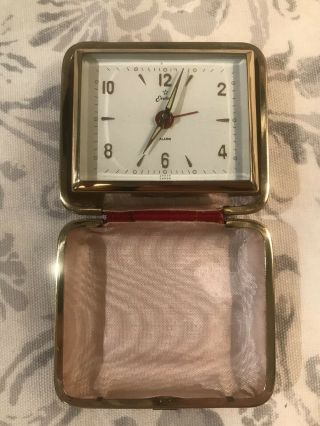 Vintage Endura Travel Alarm Clock Red Made In Japan