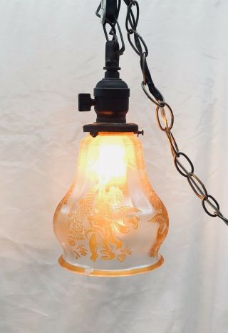 Vintage Victorian Boudoir Petite Hanging Chandelier Pendant Lamp Light Cupid