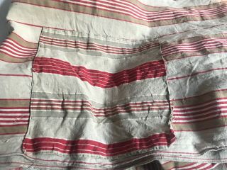 Antique French Linen Fabric Vintage Red Ticking French Decor 90 " X 20 " /projects