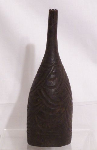 Rare Very old Kuba ornately carved wooden medicinal Clyster or enema tube 2