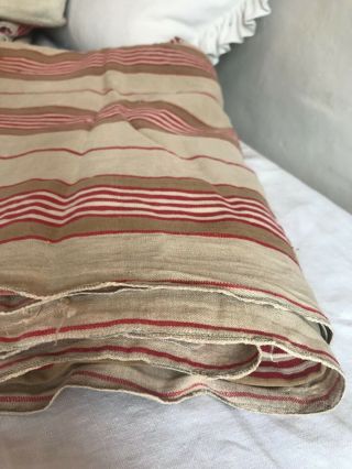 Antique French Linen Fabric Vintage Red Ticking French Decor 94 