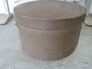 19th Century Primitive Old Brown Paint Wood Bail Handled Pantry Box American 6