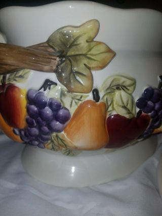Tureen & lid w/ladle sonoma villa by home interior hand painted fruit 3d 6