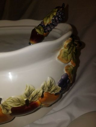 Tureen & lid w/ladle sonoma villa by home interior hand painted fruit 3d 7