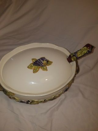 Tureen & lid w/ladle sonoma villa by home interior hand painted fruit 3d 8